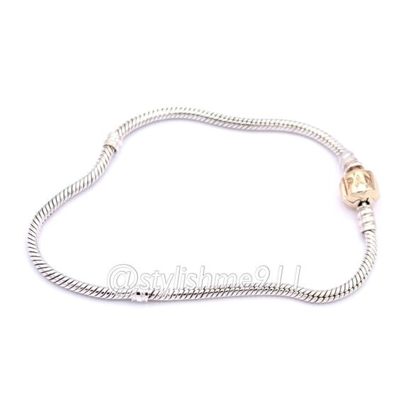 Authentic PANDORA Sterling Bracelet with 14K Gold Clasp - Picture 4 of 12